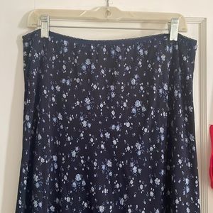 Reformation navy midi floral A Line skirt size XL